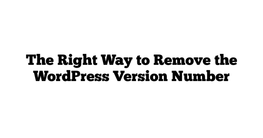 The Right Way to Remove the WordPress Version Number